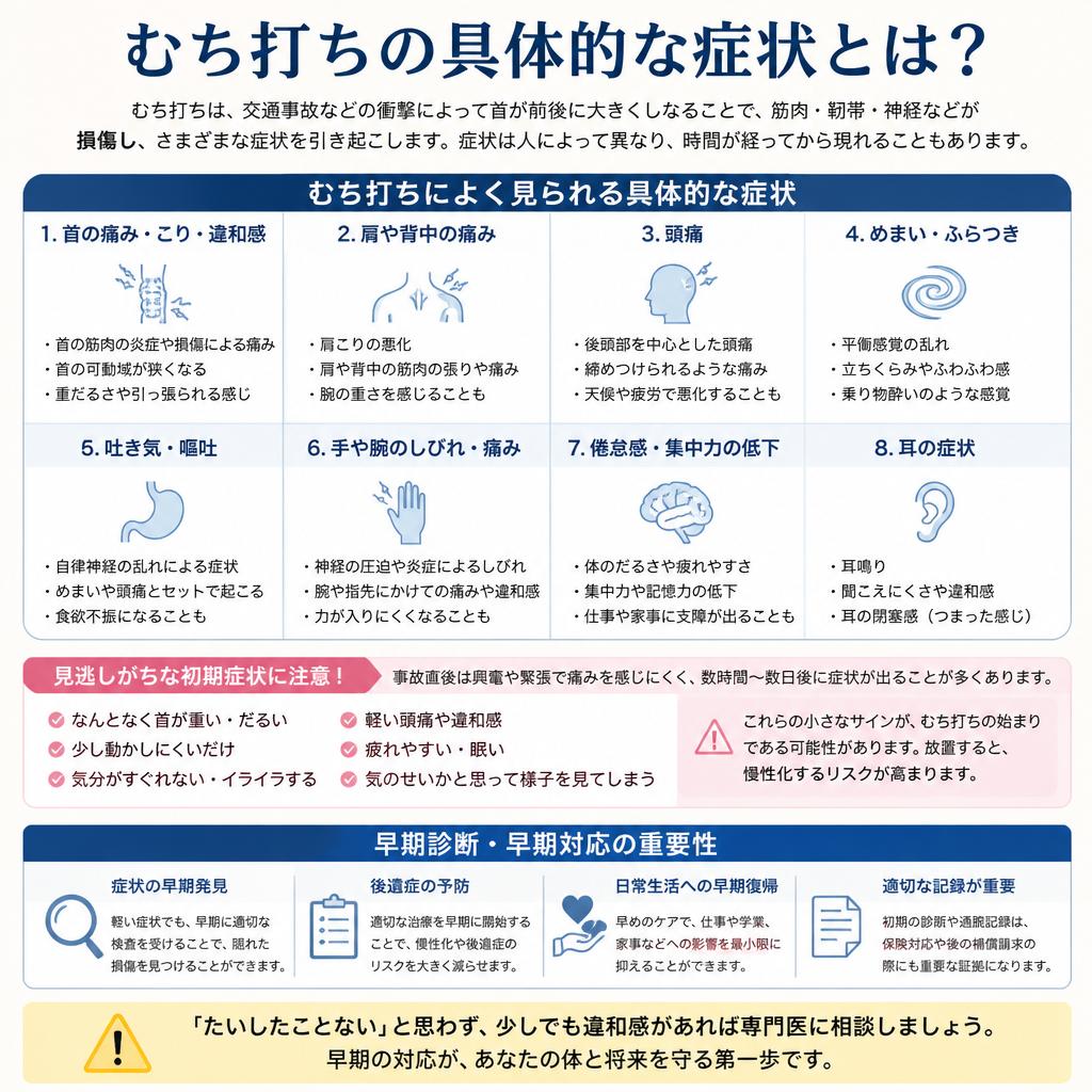 主なむち打ちの症状