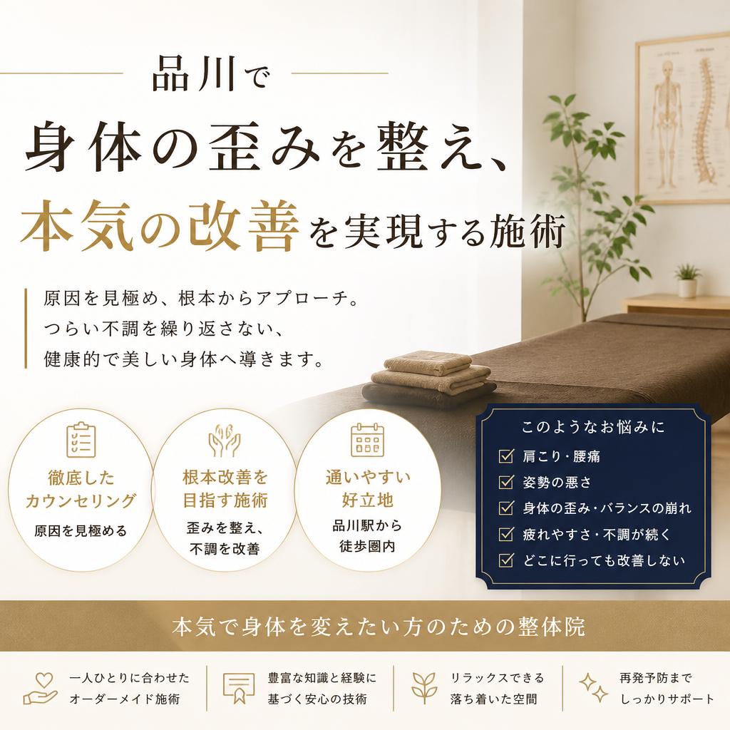 品川で身体の歪みを整え、本気の改善を実現する施術