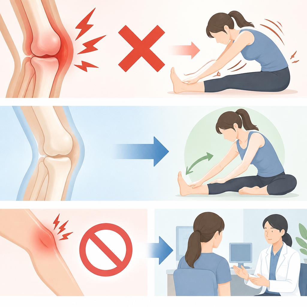 ストレッチは痛みが落ち着いてから、やさしく段階的に